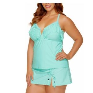 Mint Green Plus Size Fringe Takini